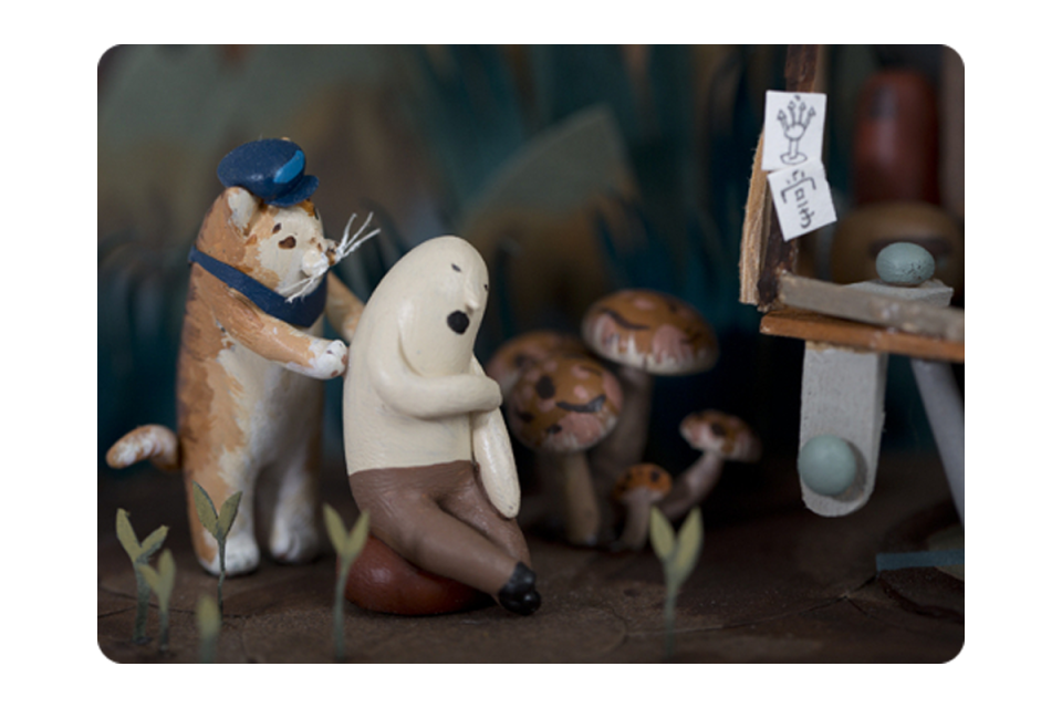 Detail of Catpaw Massage, mixed media by Sean Chao